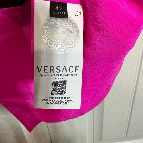 Versace Medusa cowl neck pink silk top with gold hardware - Picture 11 of 15